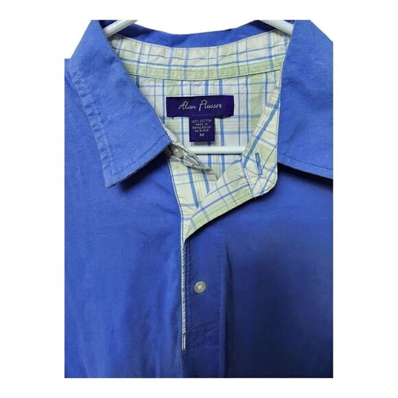 1031 - Alan Flusser Polo shirt, 100% cotton, blue, men's medium - Picture 2 of 3